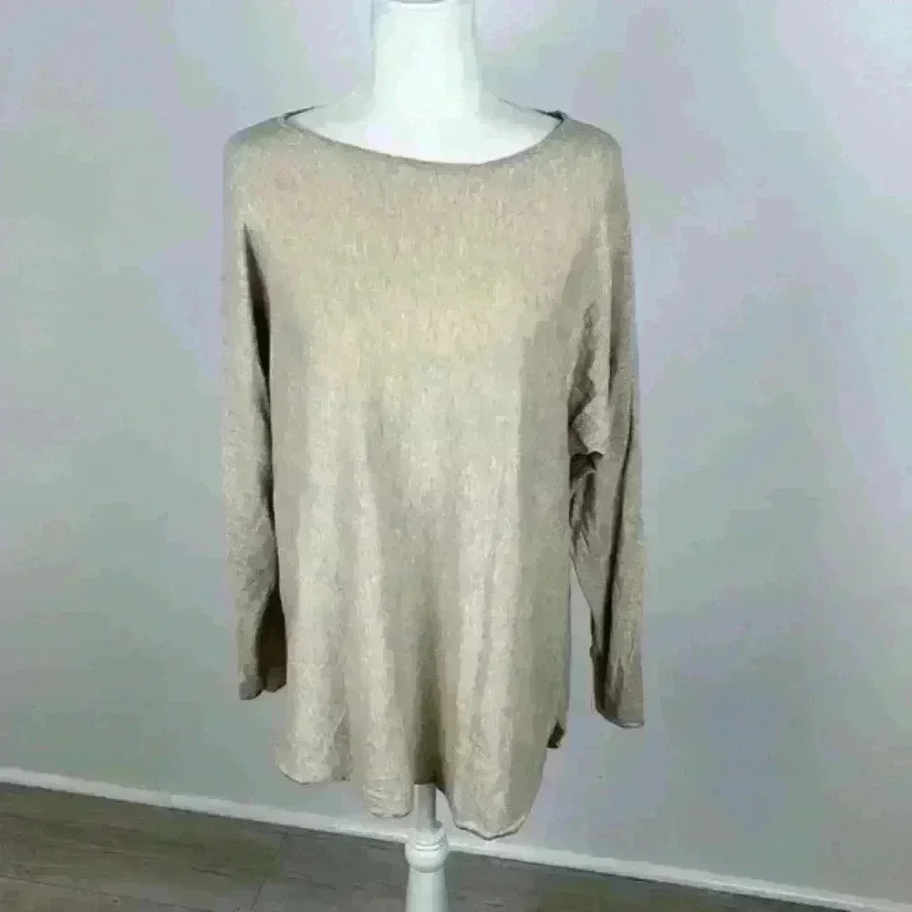 MICHAEL Michael Kors Tan Scoop Neck Sweater Size M